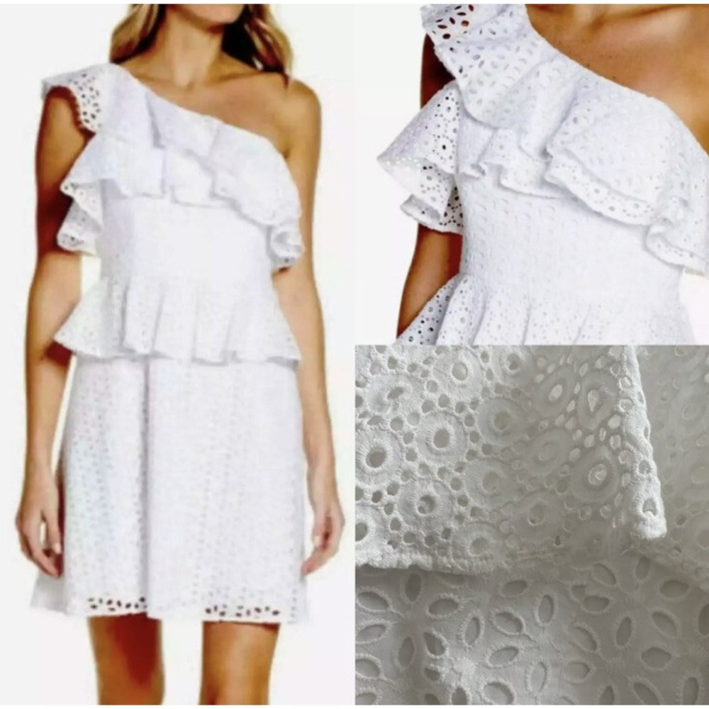 Lilly Pulitzer Josey Dress Oval Flower Petal Eyelet Resort White Size 4 A006797